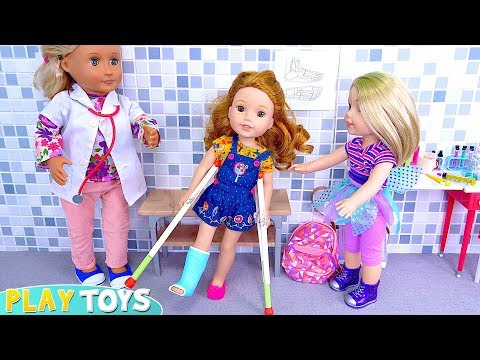 Baby Doll Cast for Broken Leg from Doctor Visit!