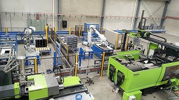 Full Automation System for Bagging, Strapping and Palletising injection moulded parts