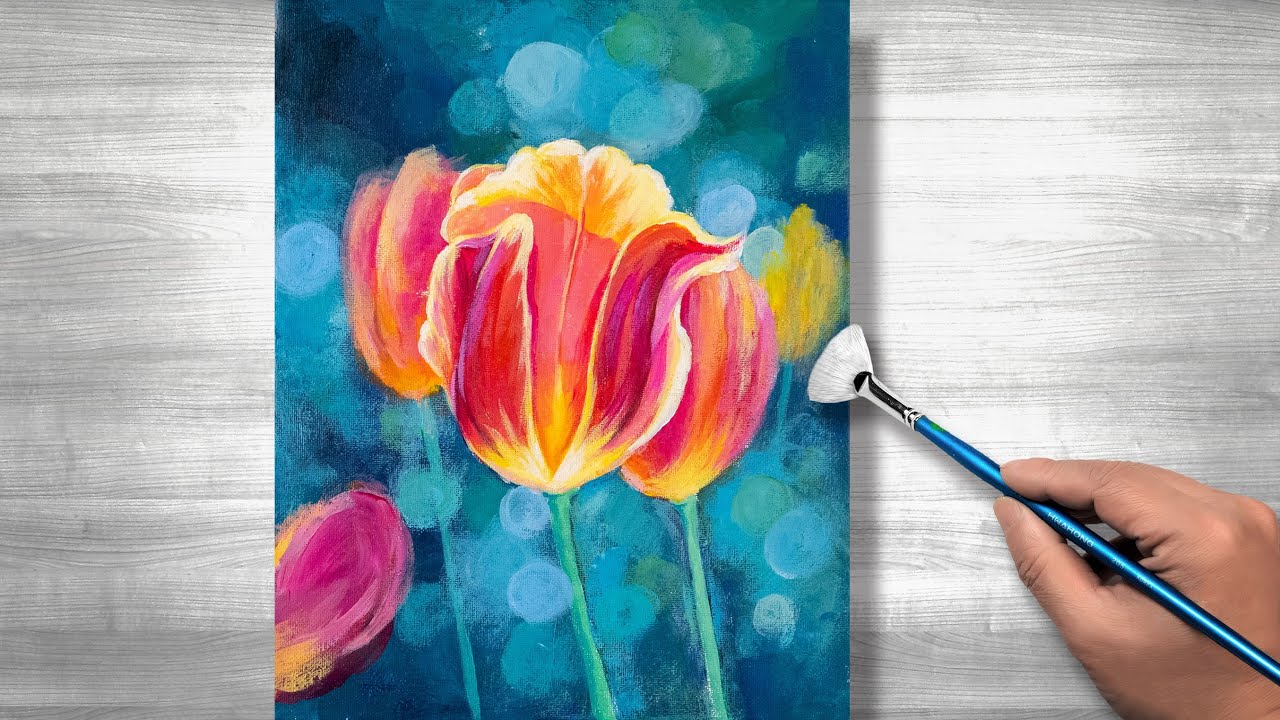 Flower Painting: How to Paint Tulips with Acrylic Paint on Canvas Tutorial  — Elle Byers Art