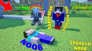 GIÚP BẠN THÂN ĐÁNH BẠI NOOB BẰNG SỨC MẠNH SIÊU ANH HÙNG SUPERMAN TRONG MCPE | Thử Thách SlenderMan