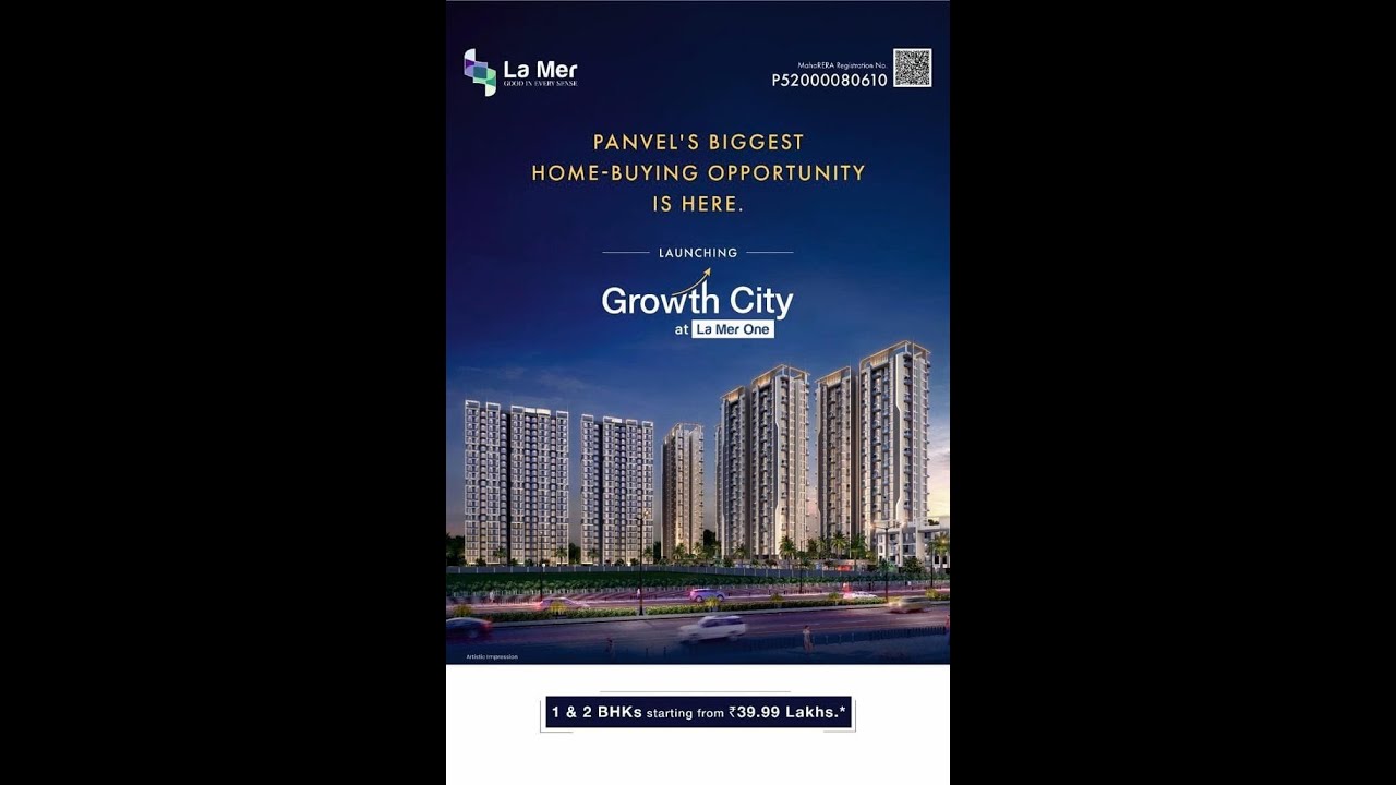 1 & 2 BHK Homes in Panvel Starting ₹39.99L | La Mer One’s Growth City Launch |  call us 8369486801