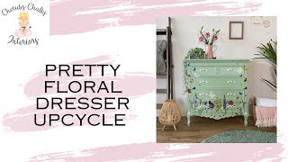 Pretty Green Floral Dresser Upcycle