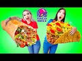 Omg crazy taco  fries challenge funny eating only fast food in 24 hours by sweedee