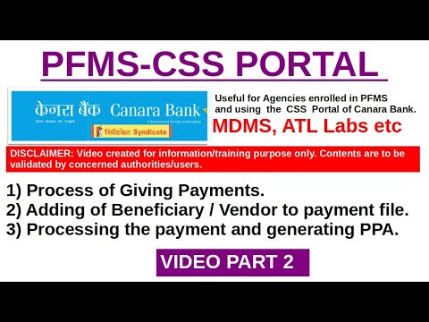 PFMS-CSS PORTAL INSTRUCTIONS | CANARA BANK | VIDEO PART 2