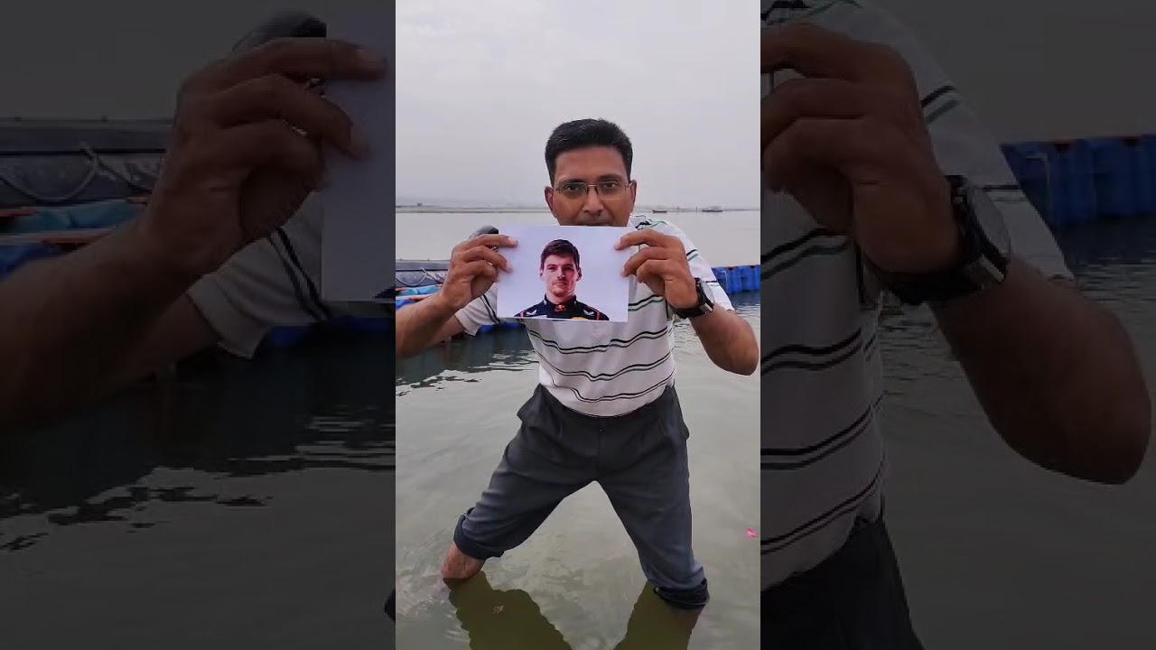 F1 racer Max Verstappen getting digital snan (digital bath) in Holy Water in Prayagraj city. 
