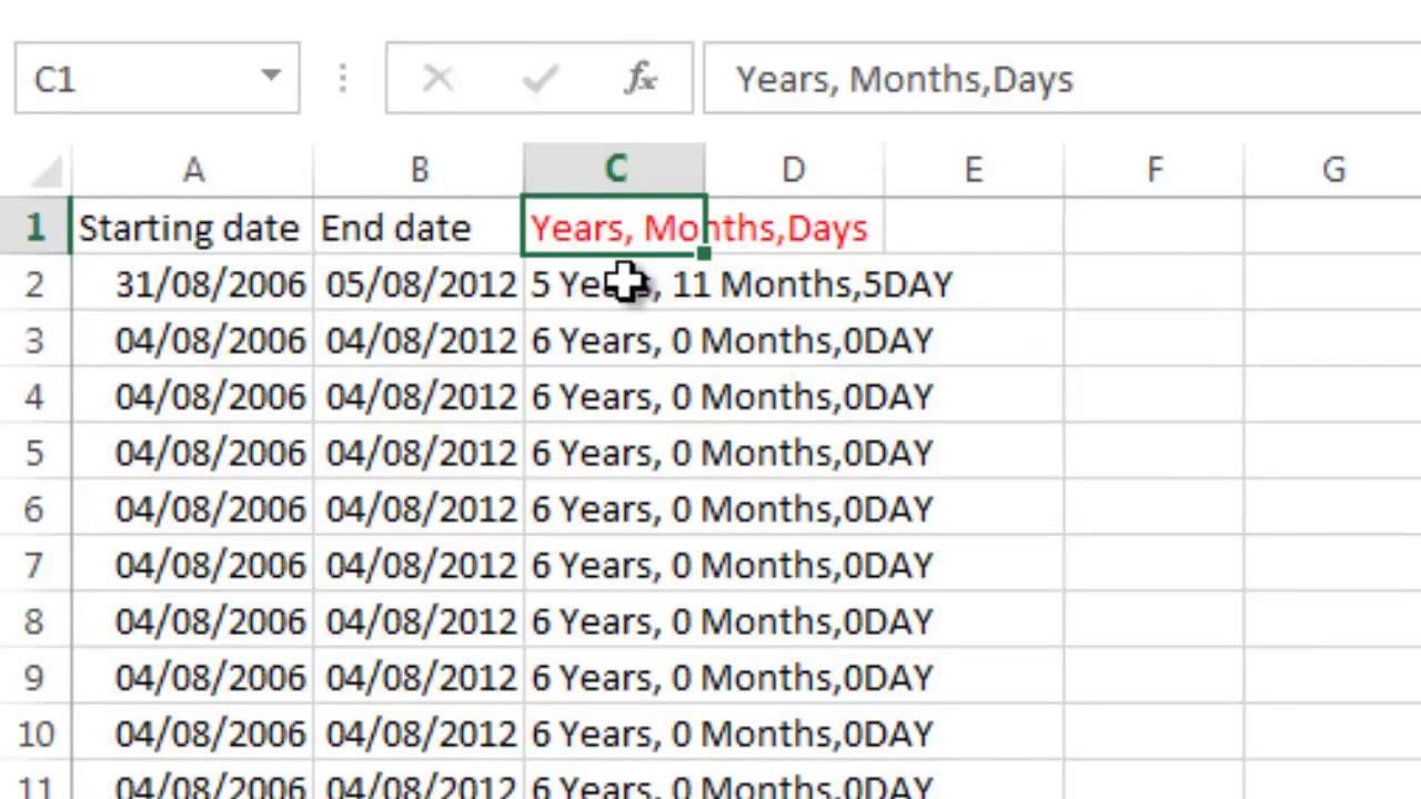 HOW TO CALCULATE DAYS, MONTHS,YEARS BETWEEN TWO DATES.mp4 YouTube