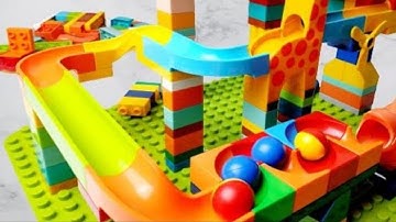 Satisfying Building Block Coaster Marbles Run Race ASMR -  Marble Full Colour Show