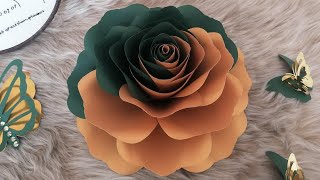 صنع وردة جورية من ورق الكرتون المقوى بلونينMaking a rose from cardboard in two colors