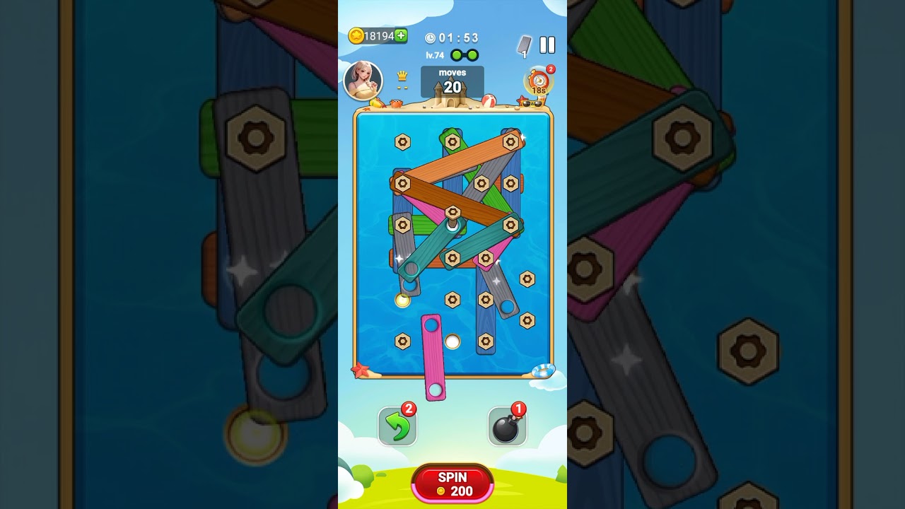 Screw and Nuts: Wood Puzzle Game Level 74 gameplay walkthrough 