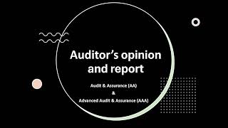 Celebrity Audit opinion and auditor's report- ACCA AA & AAA (INT) Profile