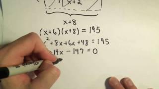 Solving A Geometry Word Problem By Using Quadratic Equations - Example 1