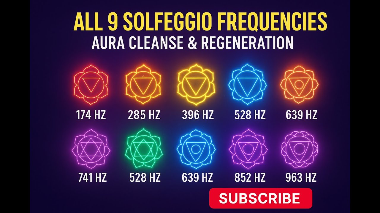 All 9 Solfeggio Frequencies | Full Body Aura Cleanse & Cell ...