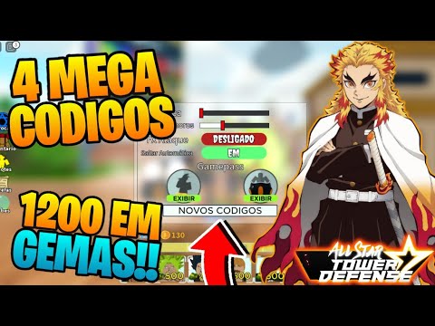 4 MEGA CÓDIGOS COM 1200+ GEMAS PARA O ALL STAR TOWER DEFENSE - GG Games 