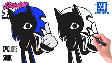 How To Draw Cyclops Sonic | Friday Night Funkin FNF MOD Game Character - Easy Step By Step