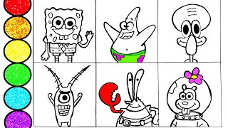 How to draw SpongeBob  and his friends Easy art for kids