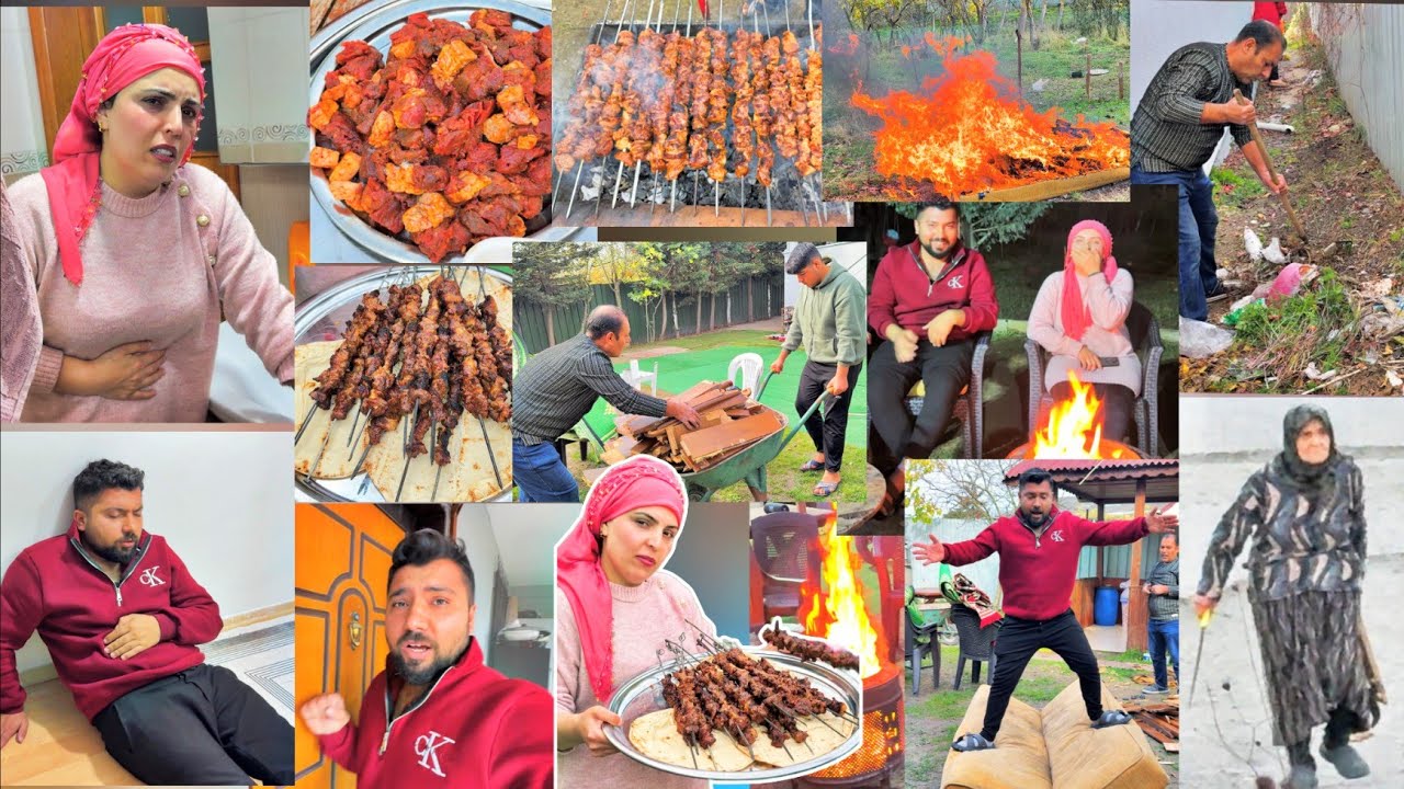 مزكين وعبدو تسممو//اشترينا لحم غالي تسممنا فيو😭//عملنا تعزيل حوش البيت//مشاوي شقف غنم