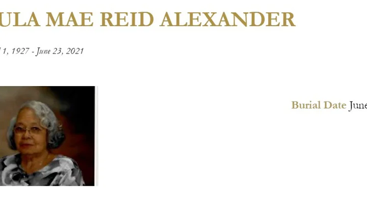 EULA MAE REID ALEXANDER Funeral Service