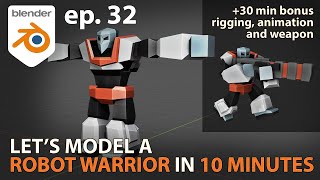 Let's model a ROBOT WARRIOR in 10 MINUTES - Blender 2.83 - ep. 32 screenshot 5