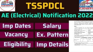 TSSPDCL AE (ASSISTANT ENGINEER) Notification 2022| Electrical| Vacancy,Age,Qualification salary.