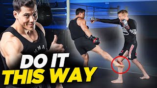 3 ADVANCED WAYS TO SMASH YOUR OPPONENT WITH CALF KICKS | BAZOOKATRAINING.COM