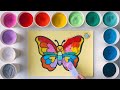 How to draw a rainbow butterfly sand painting drawing coloring for kids toddlers  jelly loulou