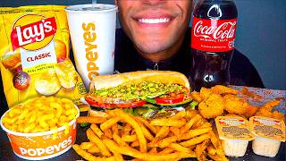 POPEYES VS SUBWAY MUKBAN EATING SHOW MOUTH SOUNDS BIG BITES NO TALKING CHALLENGE ASMR JERRY