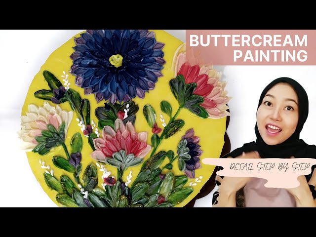 Buttercream Palette Knife Painted Cake Chrysanthemum class=