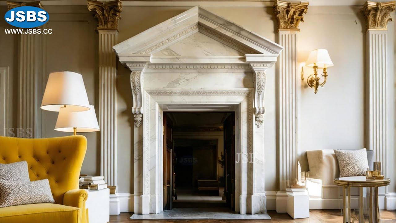 Create Your Custom Gateway to Elegance: A Bespoke White Marble Door Surround in Your Dimensions