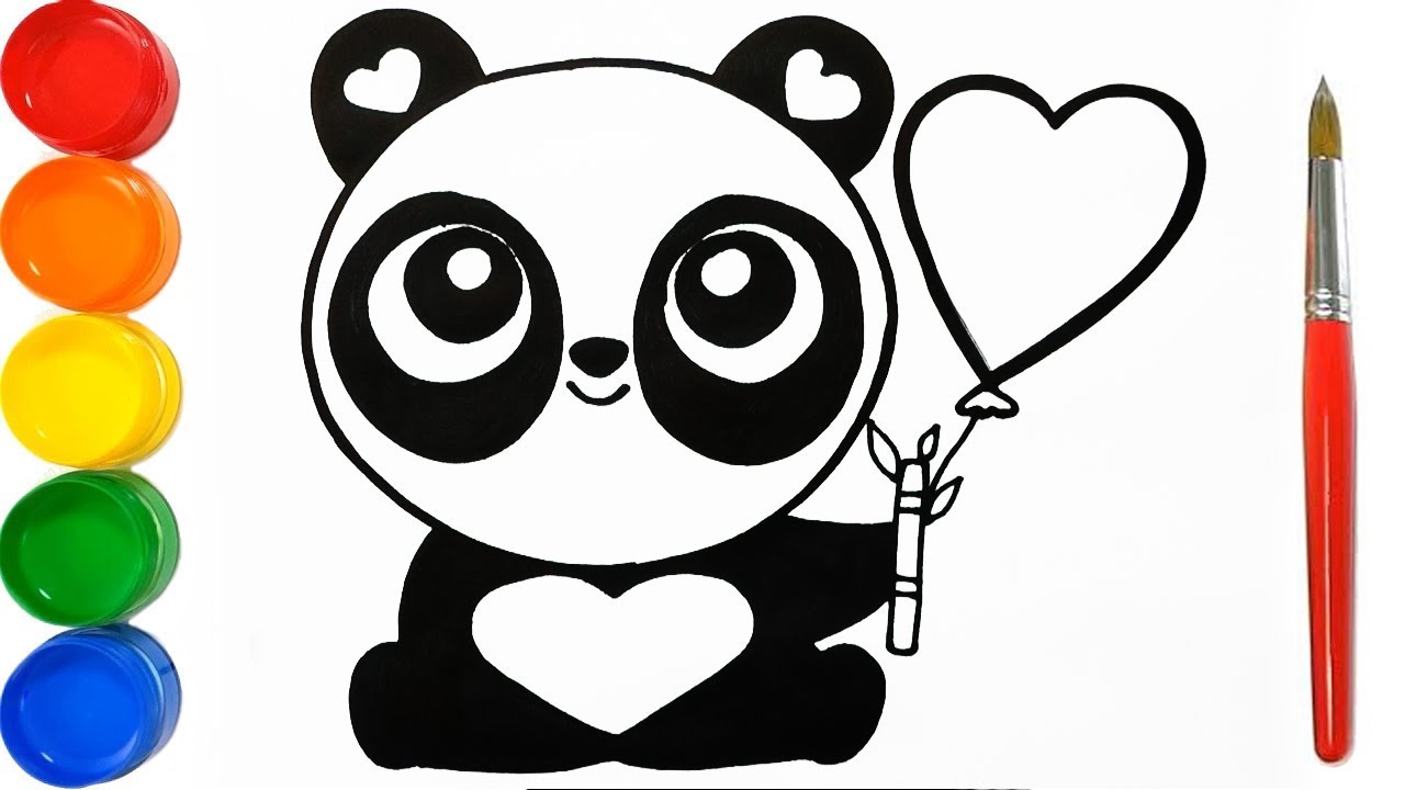 Como Dibujar y Pintar Panda de Corazones - Dibujos Faciles Para Niños -  Learn Colors / FunKeep Art - thptnganamst.edu.vn