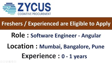 Zycus Hiring Software Engineer - Angular I Freshers / Experienced are Eligible to Apply