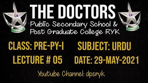 Class Pre-Py-1 Urdu Lecture # 5 [29-May-2021] dpsryk