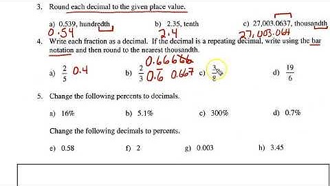 Review of Decimals & Percents