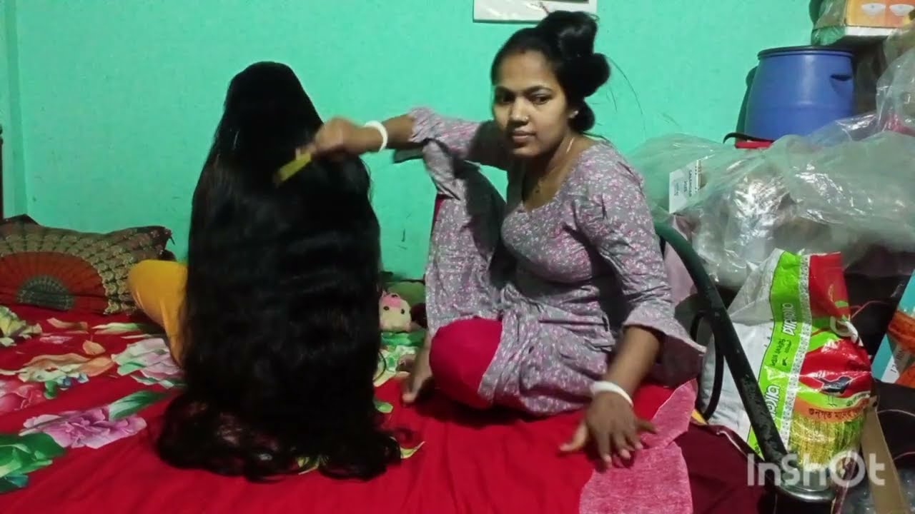 LongHair Comebing with sister ll Hair care thaickcare llHair play By male ll hair fashion ll