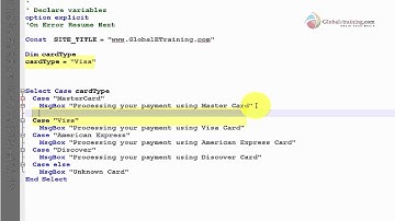 VB Scripting - Conditional Statement - Select Case