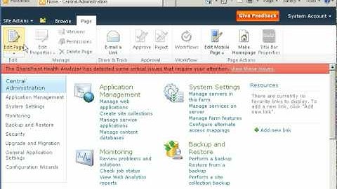 SharePoint 2010 - Central Administration Console