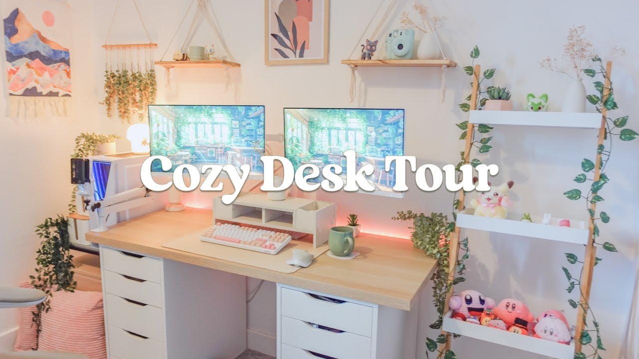 Cozy Desk Tour Setup 🌿 Pinterest inspired, WFH, aesthetic, budget