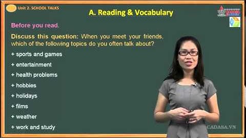 VES Learning - AV 10 - Unit 2.SCHOOL TALKS - READING & VOCABULARY