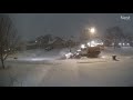 Snow Plow Driver Get's Stuck