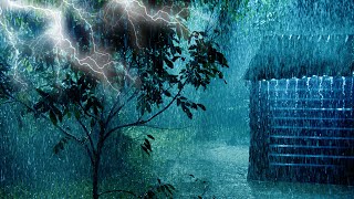 [Try Listening for 3 Minutes] Fall Asleep Fast | Pure Heavy Rain in Garden & Strong Thunder at Night