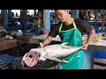 Mantap betul potong fillet ikan baby tuna di pasar ikan jembatan puri