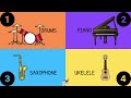 Four corners music game musical instruments elementary classroom brain break movement activity fun