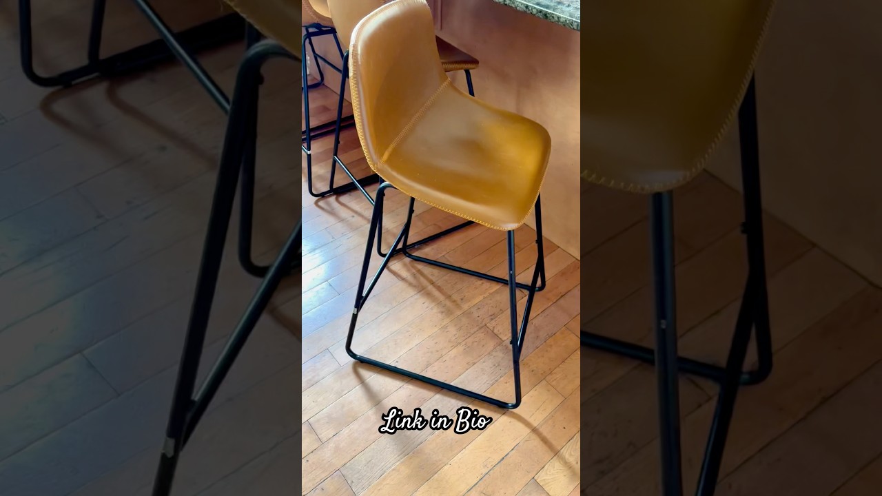 Modern Faux Leather Bar Stools in Whiskey Brown