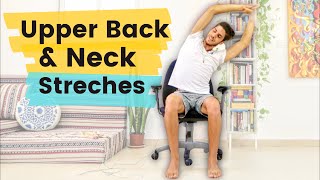 Upper Back & Neck Stretches For Pain Relief 😌 Office Yoga Break