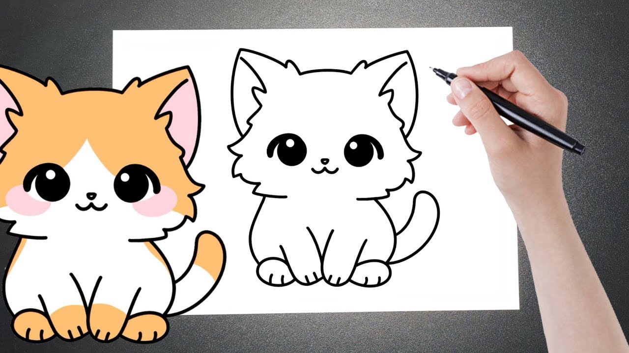 COMO DESENHAR UM GATO FOFINHO - Passo a Passo Facil - YouTube