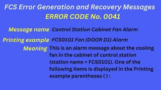FCS Error Generation and Recovery Messages Error code 0041 by Instrumentation & Control 24 views 2 months ago 1 minute, 15 seconds
