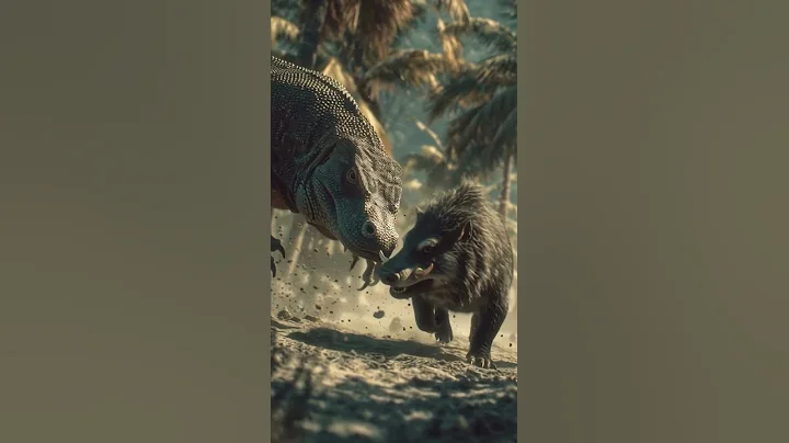 Komodo Dragon VS Wild Boar.  #ai #wildlife #viral #komodo #wildboar  #animals #viral