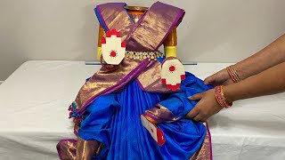 Quick and Easy Varamahalakshmi saree draping || How to drape saree for varamahalakshmi kalasha