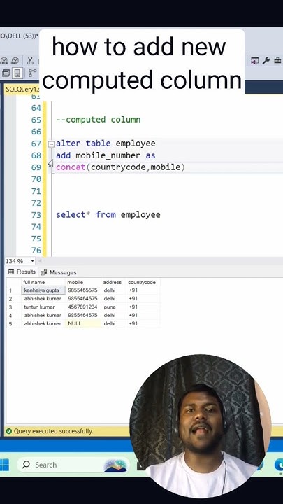 how to add new computed column in SQL server? #sql #database # ...