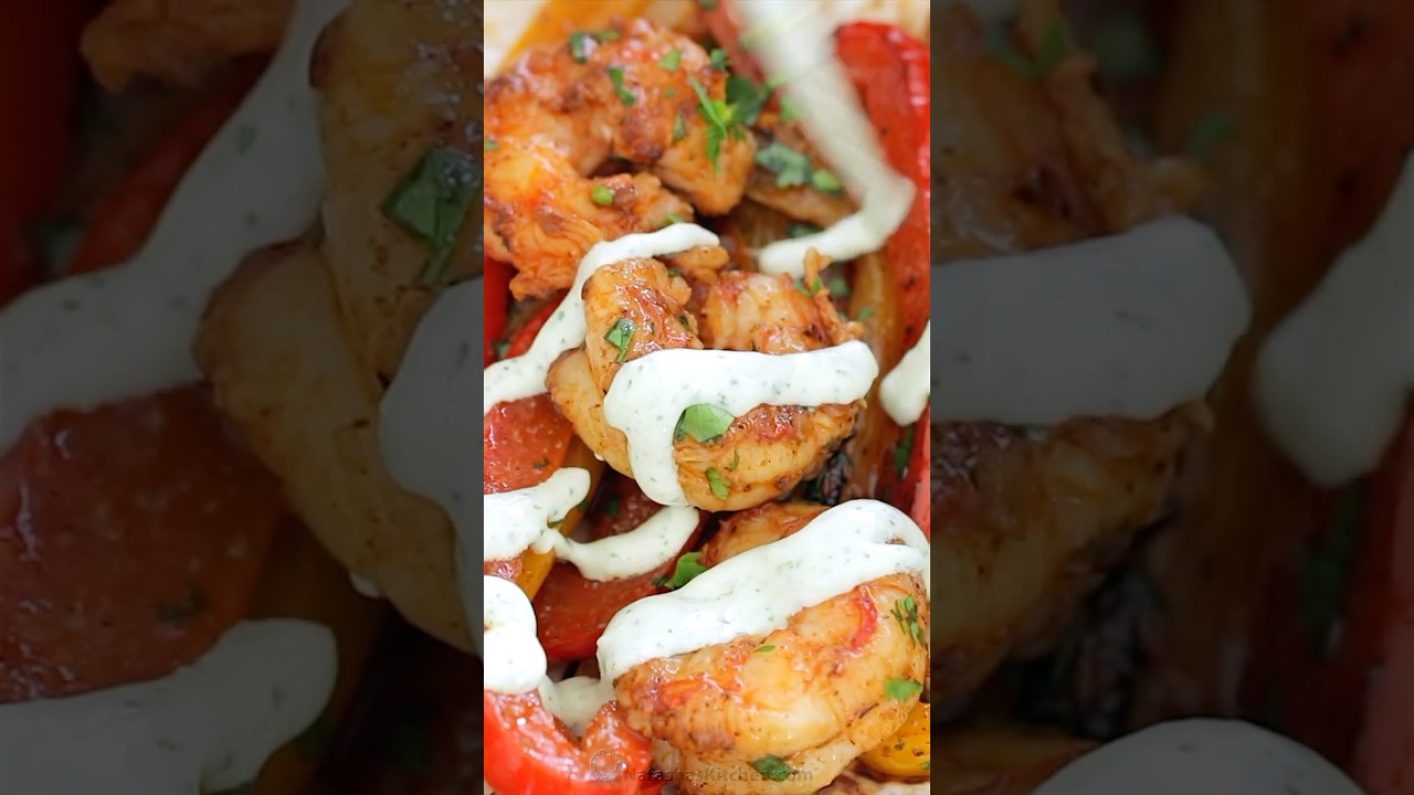 Sizzling Shrimp Fajitas in Under 30! 🍤🔥 #shorts