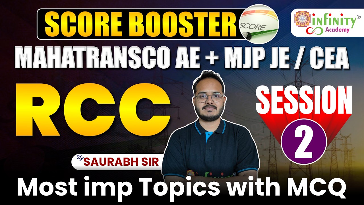 MAHATRANSCO AE + MJP JE / CEA | RCC Session 2 | Most Important Topics with MCQ | Score Booster Live
